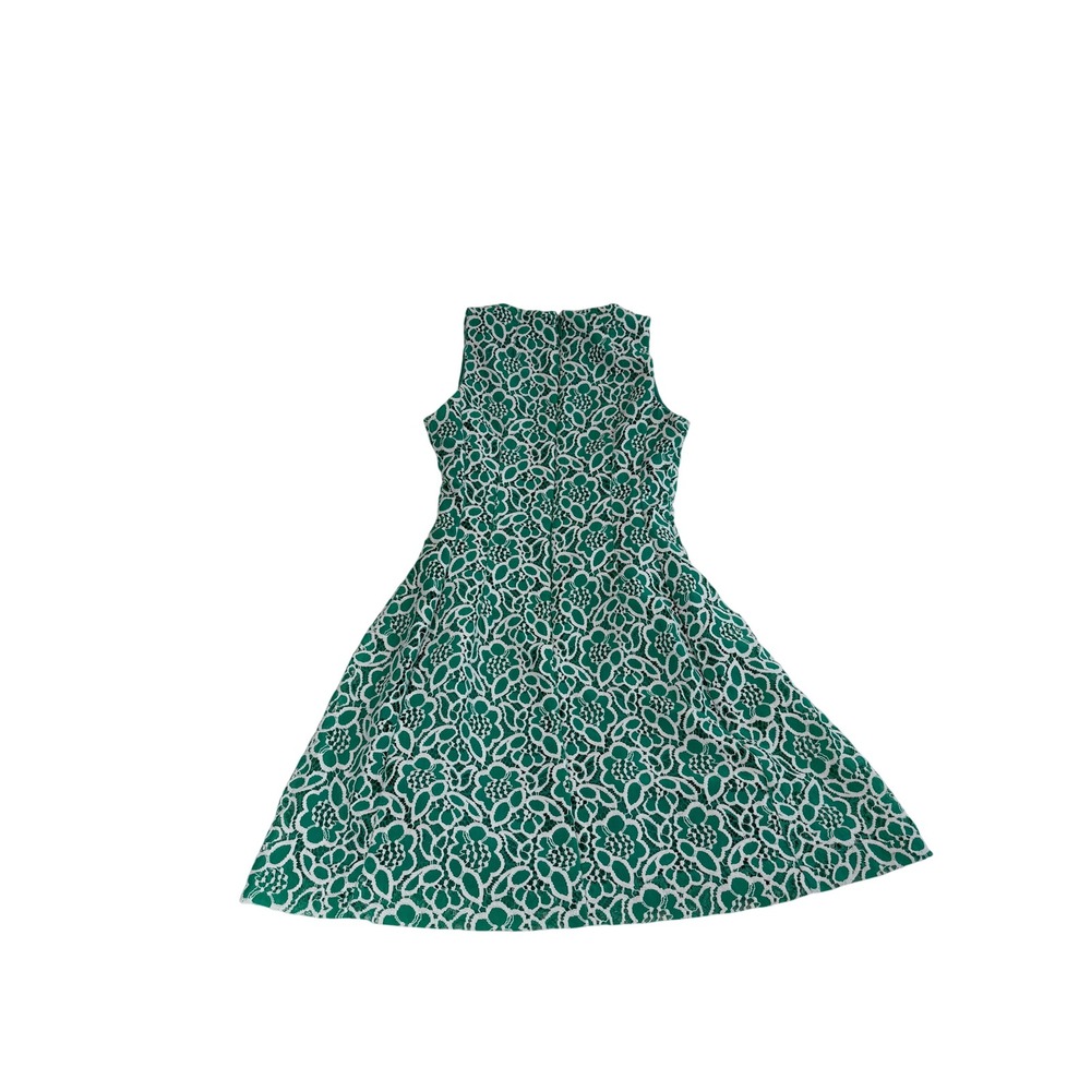 Eva Mendes New York & Company Green White Floral Lace Fit and Flare Dress 6 - Picture 6 of 9